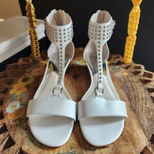 Elegant White Studded Sandals